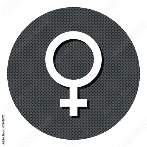 Symbol Frau - Gepunkteter Button mit Symbol und Schatten