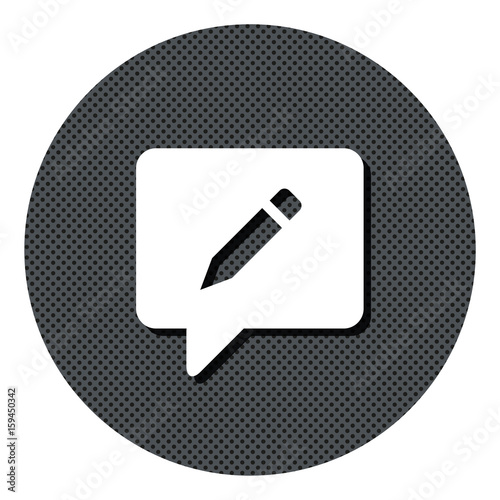 Sprechblase mit Stift - Kommentar - Gepunkteter Button mit Symbol und Schatten