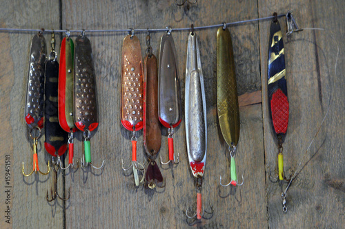 Ancient fishing spoon lures.