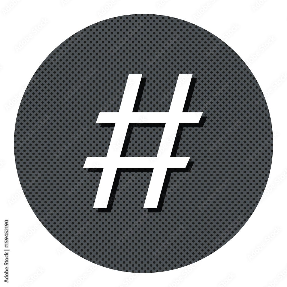 Fototapeta premium Hashtag - Gepunkteter Button mit Symbol und Schatten