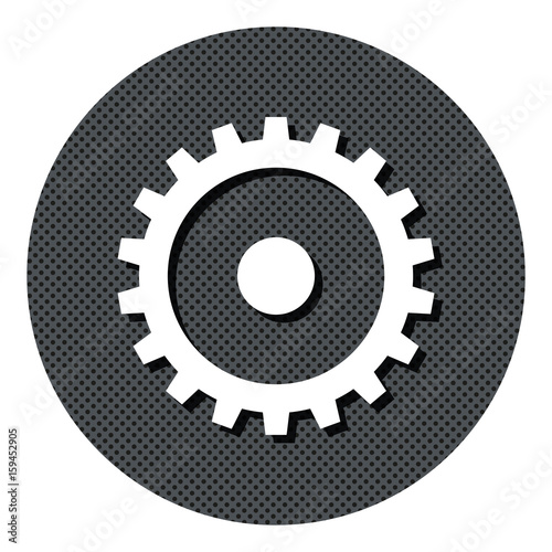 Zahnrad - Einstellungen - Gepunkteter Button mit Symbol und Schatten