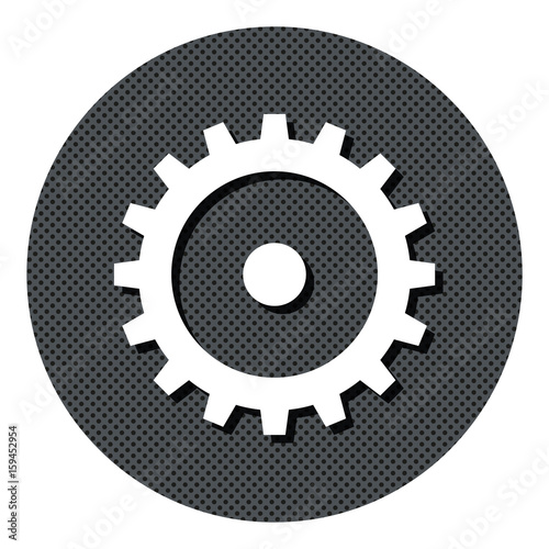 Zahnrad - Systemeinstellungen - Gepunkteter Button mit Symbol und Schatten