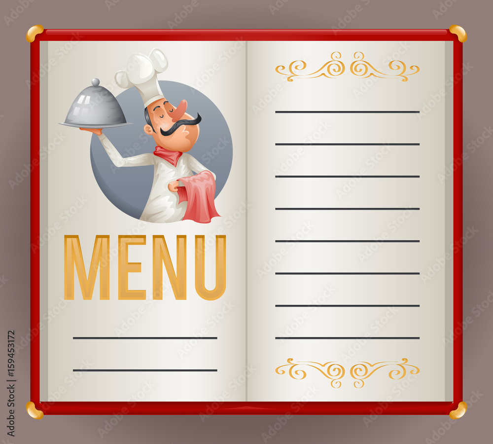 Menu Elite Restaurant Chef Cook Serving Food 3d Cartoon Mascot Character  Design Vector Illustrator Stock Vector | Adobe Stock