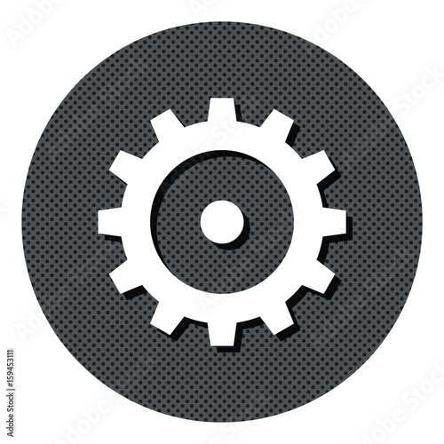 Zahnrad - Einstellung - Gepunkteter Button mit Symbol und Schatten