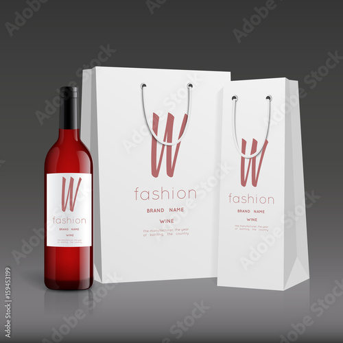Mockup wine bottle. vector design.