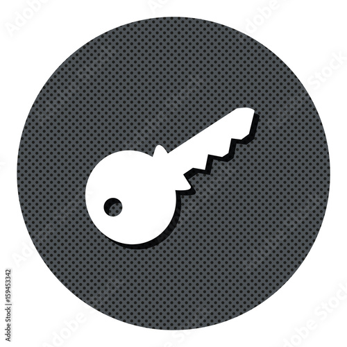 Schlüssel - Sicherung - Gepunkteter Button mit Symbol und Schatten