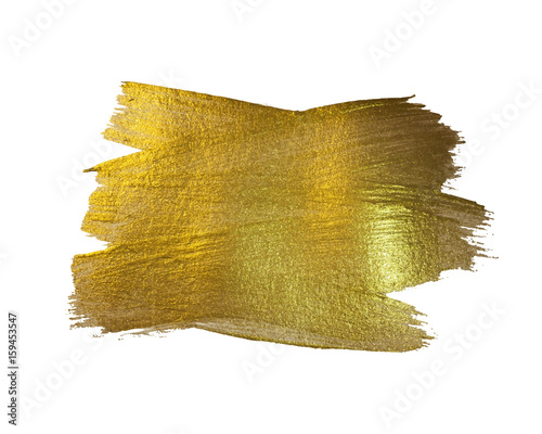 Gold Texture Paint Stain Illustration. Hand drawn brush stroke vector design element.