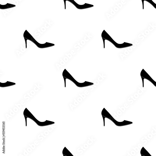 Black womens highheeled shoes exit in a dress.Different shoes single icon in black pattern vector symbol stock illustration.