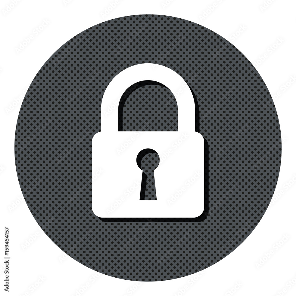 Schloss - Sicherheit - Gepunkteter Button mit Symbol und Schatten Schloss - Sicherheit - Gepunkteter Button mit Symbol und Schatten