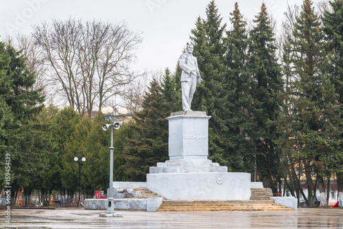 Monument of Lenin on the Soviet Square in Rzhev, Russia.