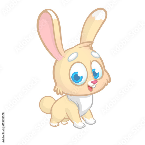 Happy rabbit cartoon isolated on white background. Vector illustration of a cute bunny.  © drawkman