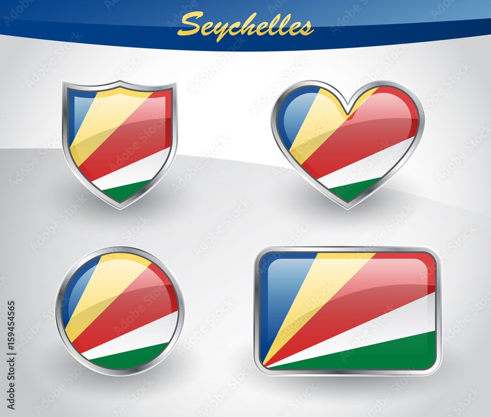 Glossy Seychelles flag icon set Glossy Seychelles flag icon set