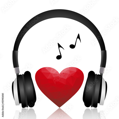 music in heart icon vector