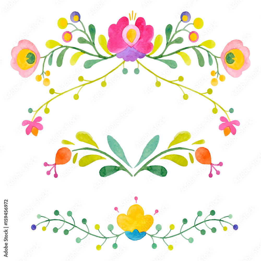 Watercolor abstract vector flowers