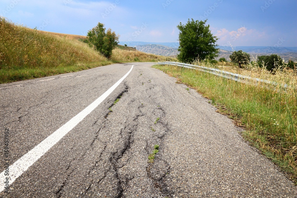 Damaged road, Italy Damaged road, Italy