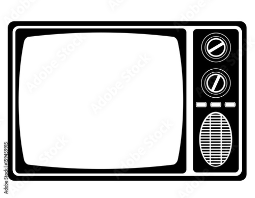 tv old retro vintage icon stock vector illustration black outline silhouette