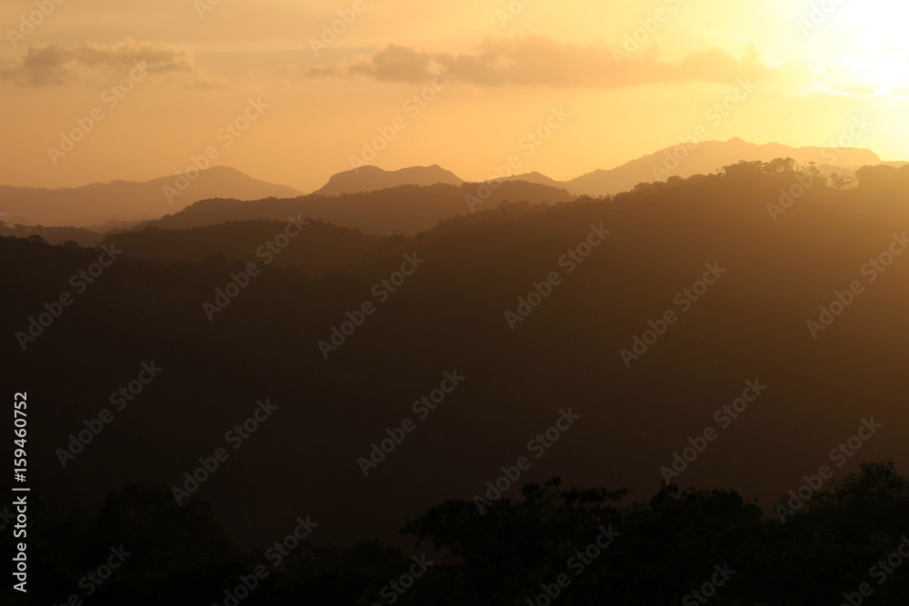 Black and grey mountain silhouette, San Ramon, Nicaragua, Central America