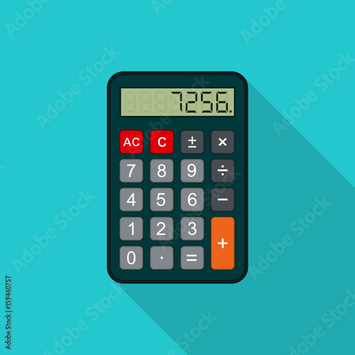Calculator flat illustration with long shadow. Vector photo