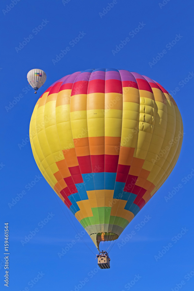 Obraz premium Balloon flight over California grape vineyard and winery during Hot Air Balloon Festival