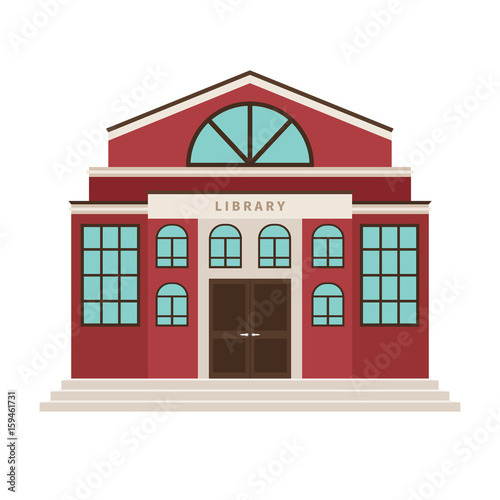 Red library cartoon building icon