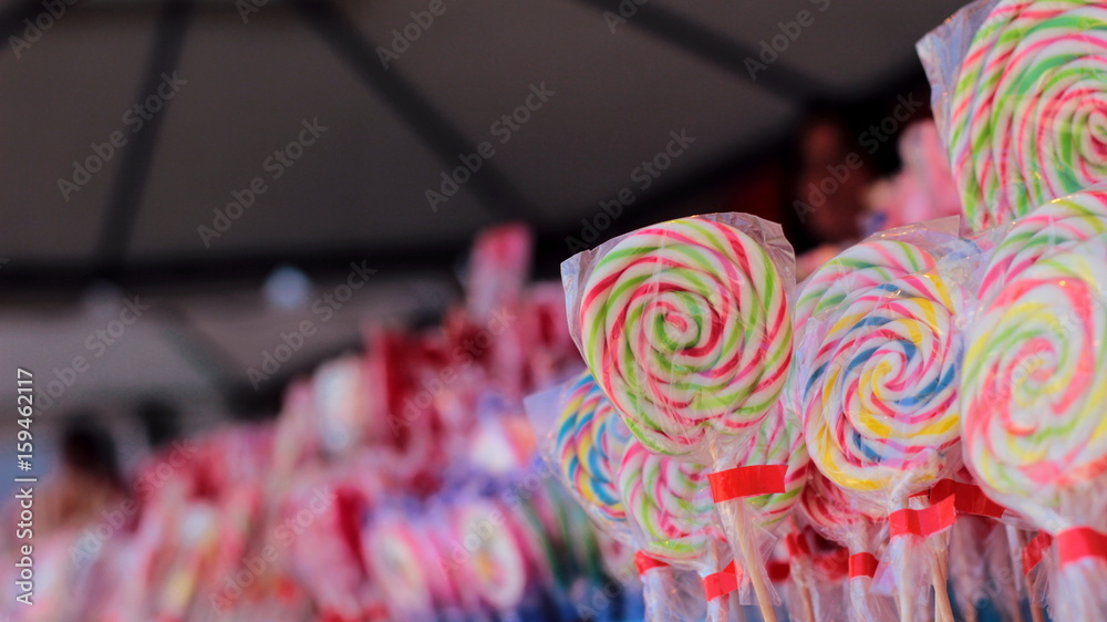 Different colorful lollipops on the market