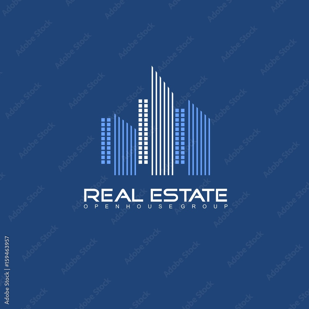 Logo template real estate, apartment, condo, house, rental, business. brand, branding, logotype, company, corporate, identity. Clean, modern and elegant style design