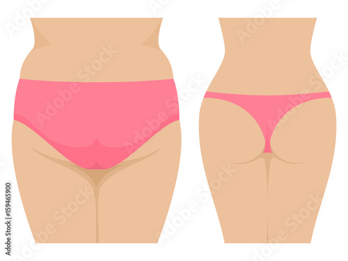 Vector female fat and thin ass before and after