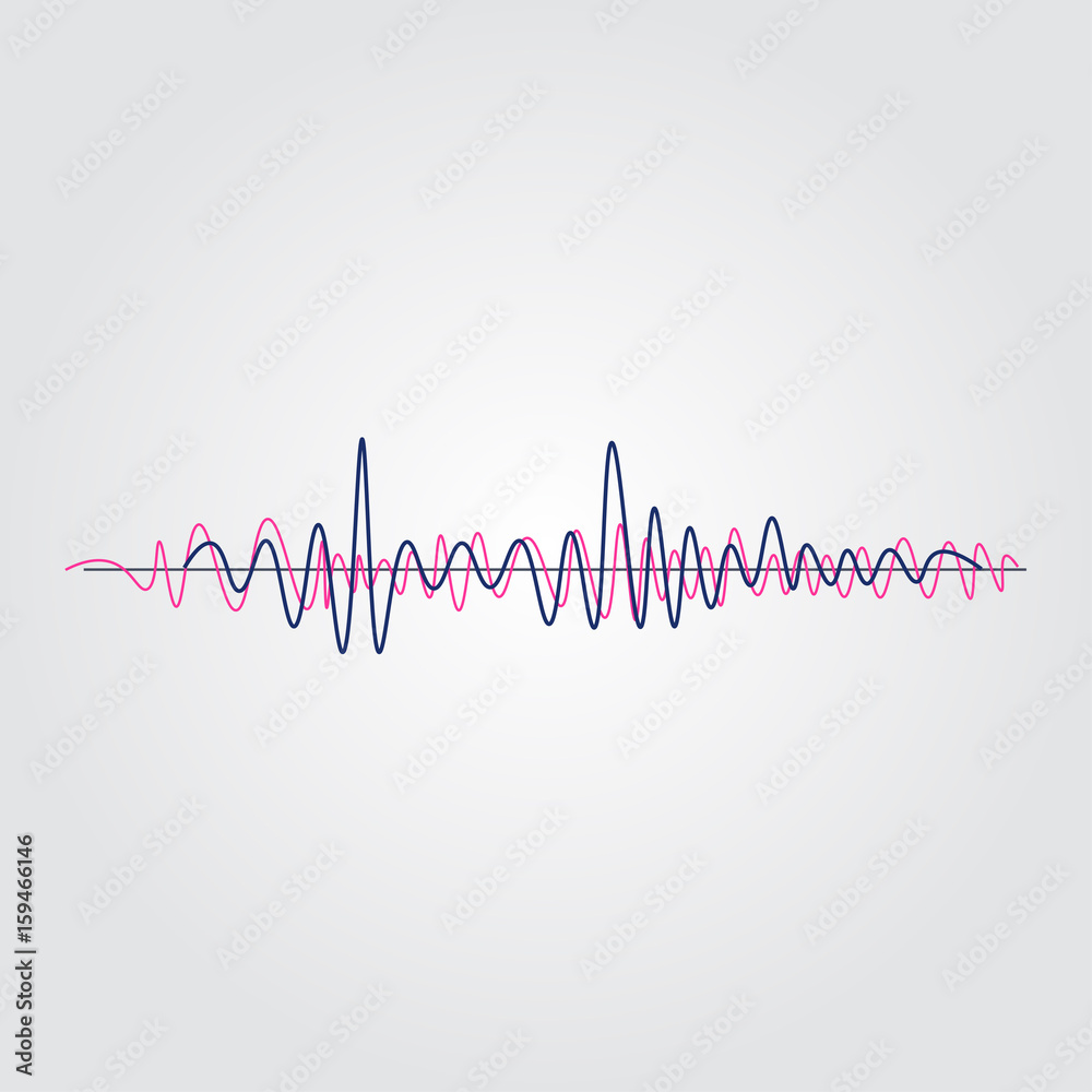 Music sound waves set isolated on white background. Pulse musical. Vector illustration