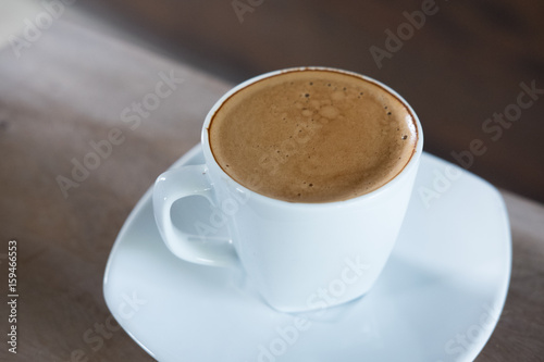 shot of espresso coffee  hot mocha drink in cup
