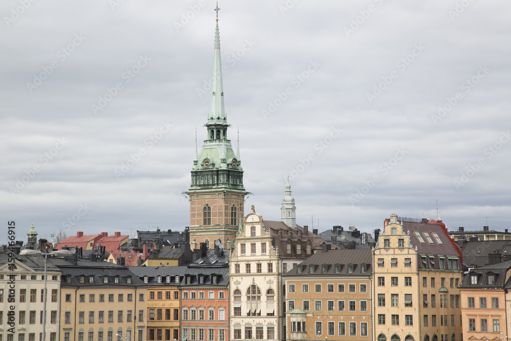 Fototapeta premium German Church and Building Facades in Old Town; Stockholm