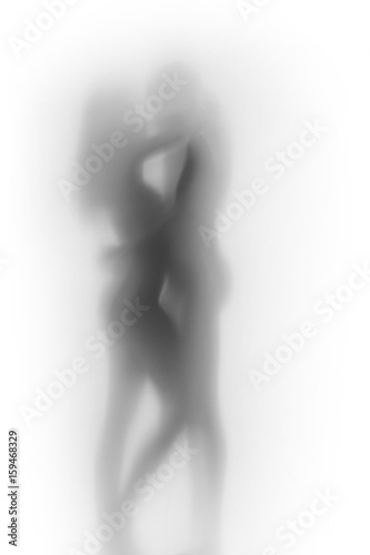 Sexy couple hold each-other  body silhouette