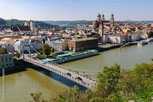 Danube river in Passau, Bavaria, Germany