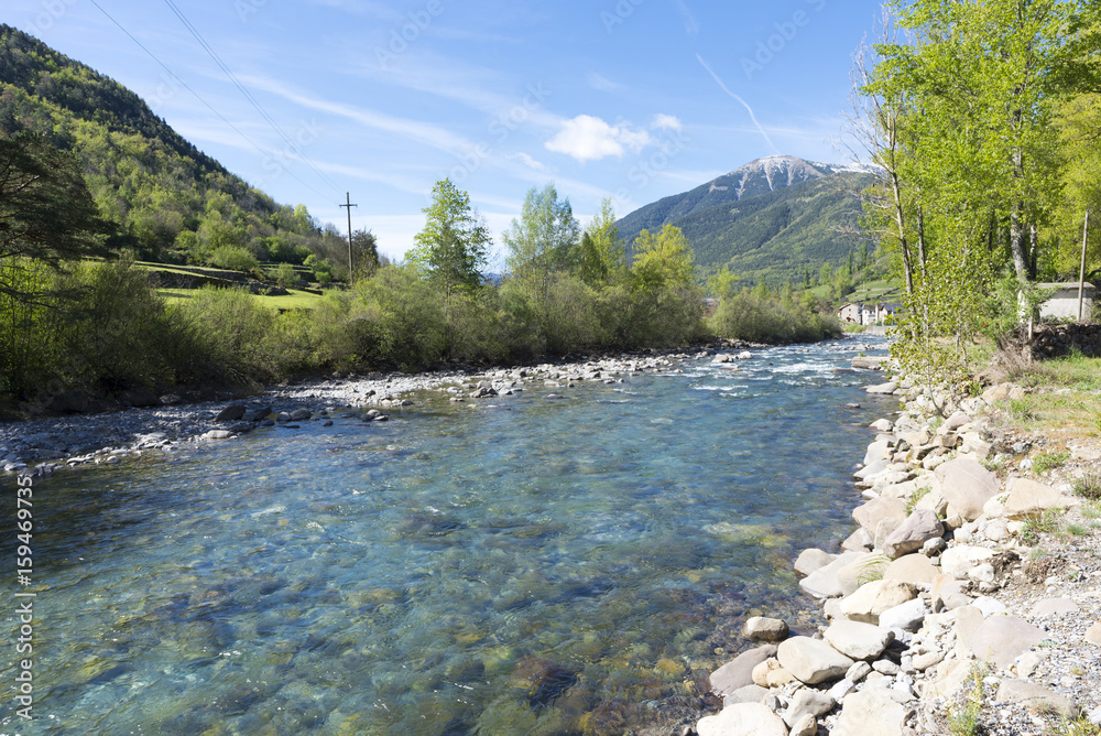 Landscape between broto and torla in the Pyrenees of Huesca Landscape between broto and torla in the Pyrenees of Huesca