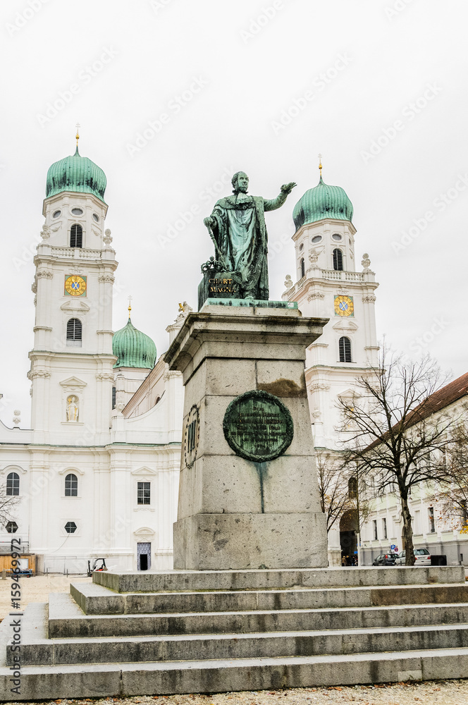 Statue of Maximillian Joseph which stands in the courtyard of the St Stephens Basilica in Passau, Germany
