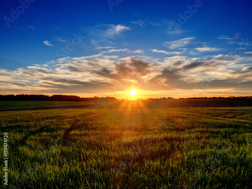 Sunset over field in Poland © Krzysztof Mandrysz