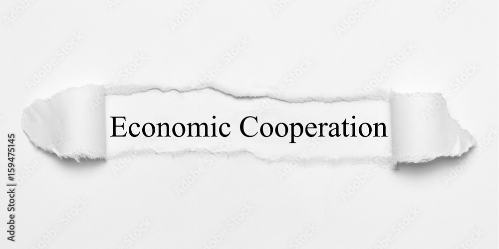 Obraz premium Economic Cooperation on white torn paper