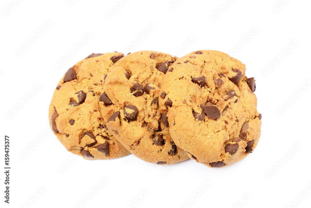Tasty biscuits with chocolate isolated on a white background Tasty biscuits with chocolate isolated on a white background