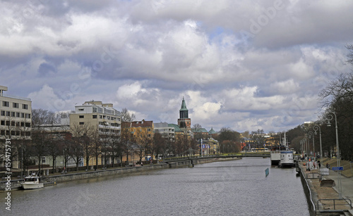 river Aura in center of finnish city Turku, Finland © babble
