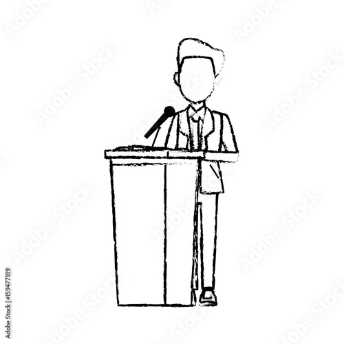 man in a suit putting paper in the ballot box voting concept vector illustration
