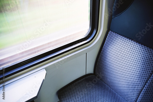 blue seat in modern European train
