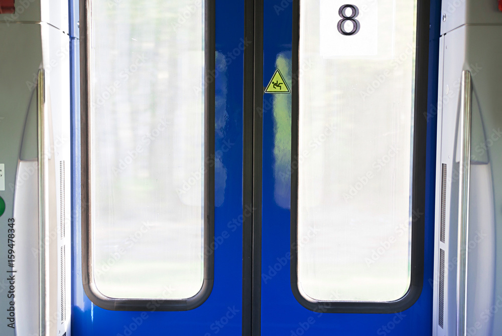 Subway train doors closed Subway train doors closed