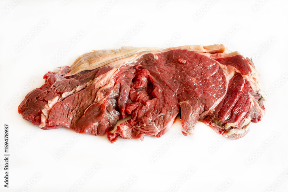 Fototapeta premium Raw beef meat chuleton on white background