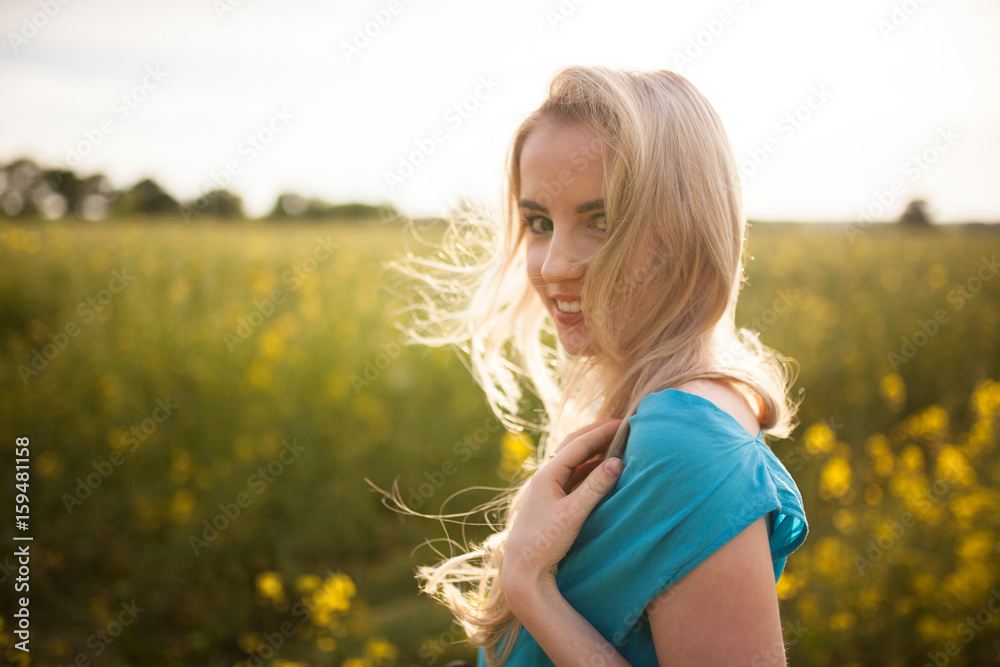 Young beautiful woman in the fields Young beautiful woman in the fields