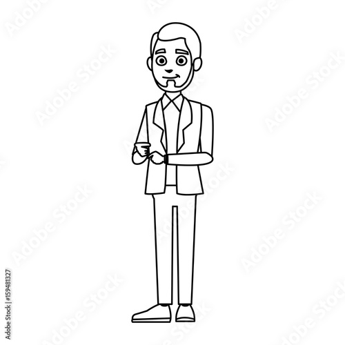 young businessman standing with folded arms suit, tie and shirt vector illustration