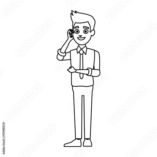 young businessman standing with folded arms suit, tie and shirt vector illustration