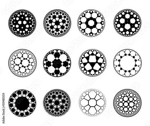 Set of  Apollonian Gasket Fractals - Vector Illustration  