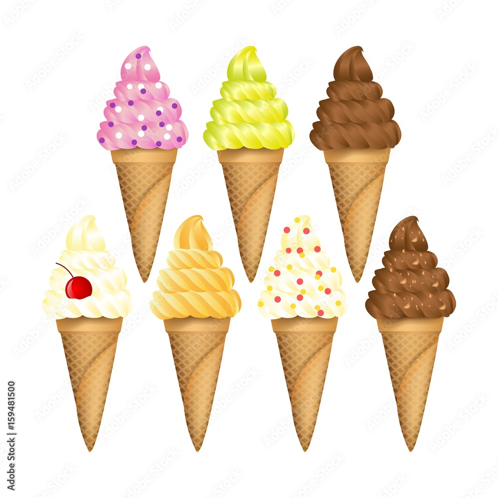 Set of ice cream with realistic design style
