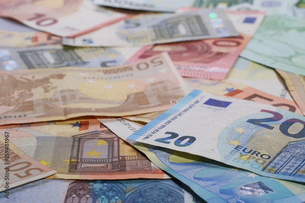 Euro bank notes, bills background and texture Euro bank notes, bills background and texture