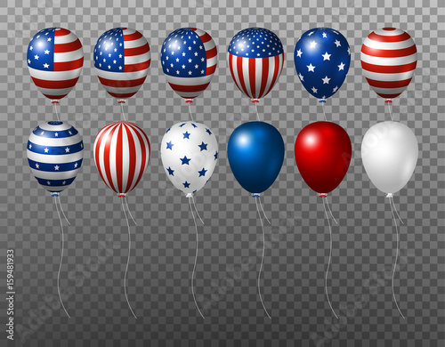 Vector USA balloon design of american flag on transparency background