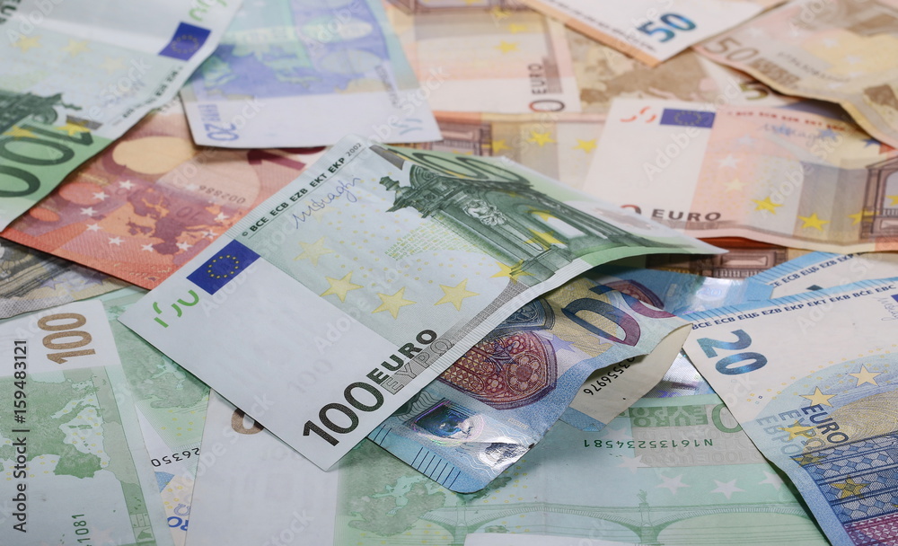 Euro bank notes, bills background and texture Euro bank notes, bills background and texture